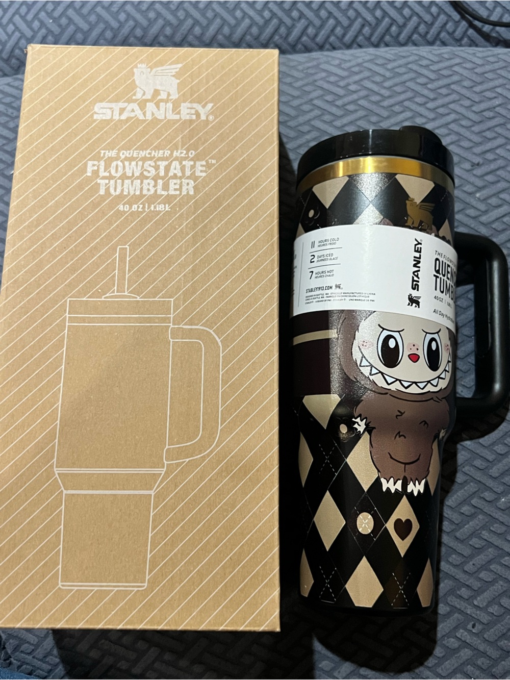Stanley Quencher 40oz Tumbler with Labubu Wrap